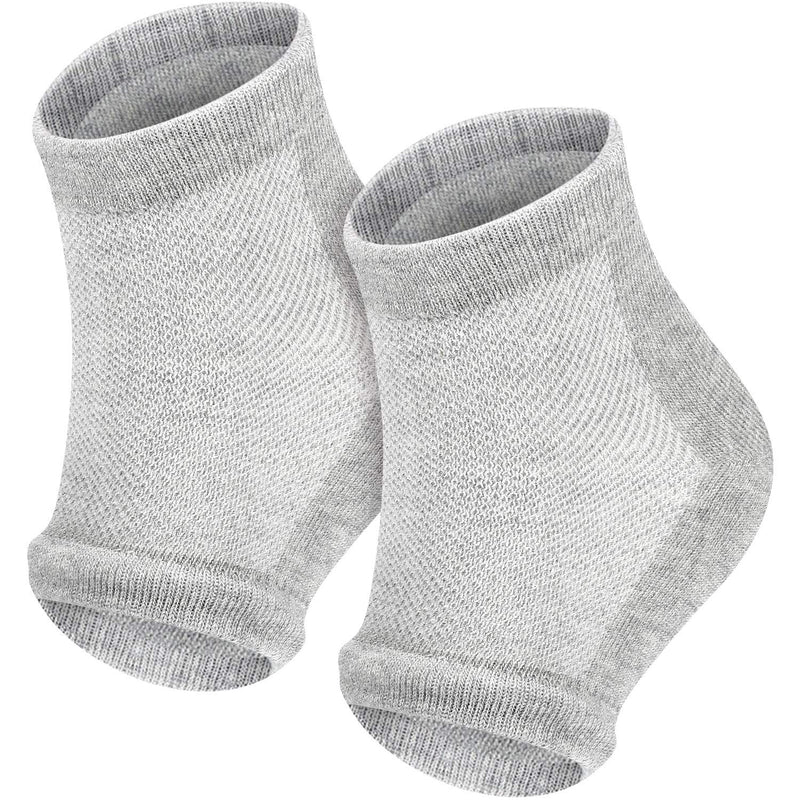 Bememo Soft Gel Heel Socks Ventilate Open Toe Socks 4 Pairs for Dry Hard Cracked Skin Moisturizing Day Night Care Skin (Gray) Gray - BeesActive Australia