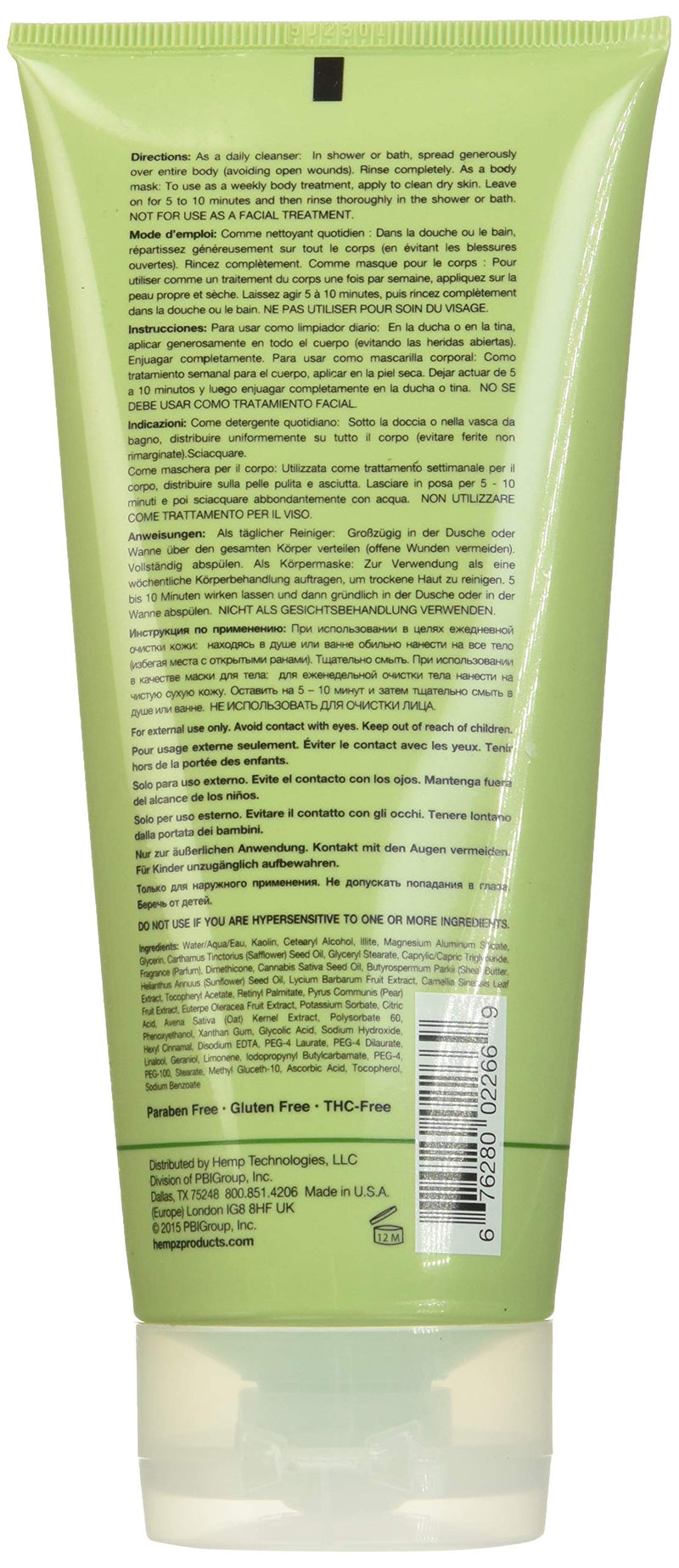 Hempz Exfoliating Herbal Cleansing Mud and Body Mask, Light Green, Exotic Green Tea/Asian Pear, 6.76 Fluid Ounce - BeesActive Australia