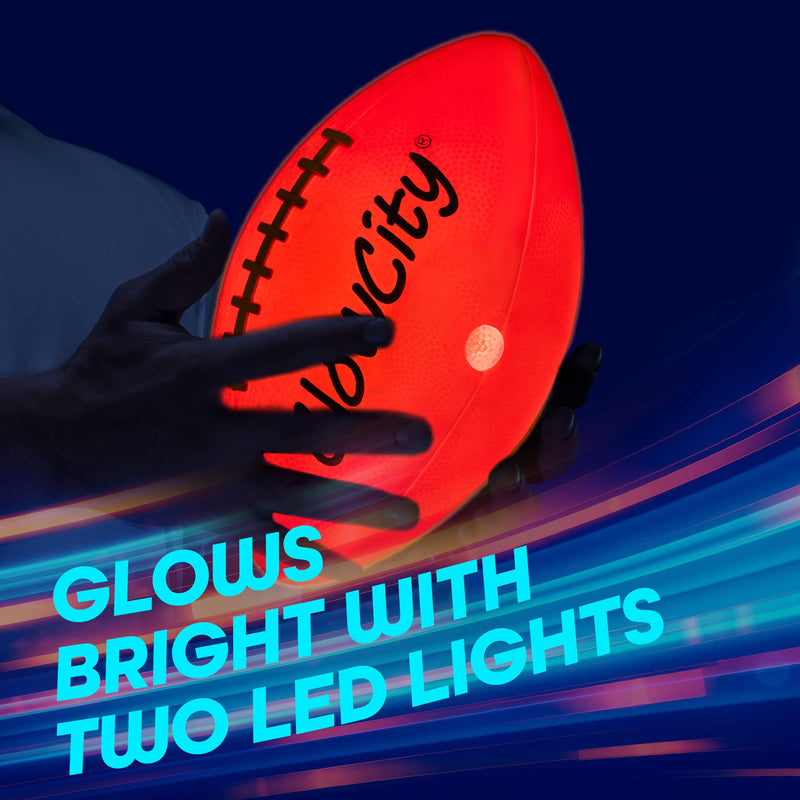 GlowCity Glow in The Dark Football - Light Up LED Ball - Perfect for Evening Play, Camping, and Beach Fun! Adult 10" - BeesActive Australia