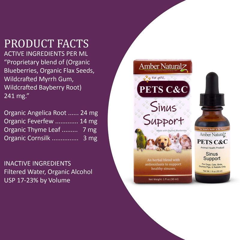 AMBER NATURALZ - Pets C&C - Sinus Support - for Petz - 1 Ounce - BeesActive Australia