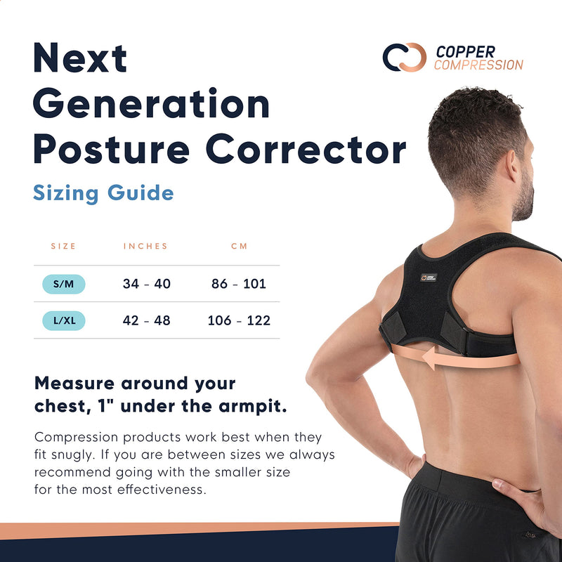 Copper Compression Posture Corrector for Men and Women - Copper Infused Upper Back Spine, Neck, Shoulder & Clavicle Orthopedic Brace - Adjustable & Breathable for Bad Posture, Slumping, Pain Relief Large/X-Large (Pack of 1) - BeesActive Australia