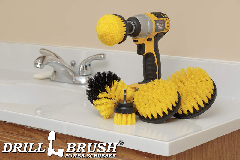 Drill Brush Power Scrubber by Useful Products - Shower Brush - Shower Cleaner - Toilet Cleaner - Bathroom Cleaner - Toilet Brush - Tile Cleaner - Floor Cleaner - Bathroom Accessory Set - Clean Shower Yellow - BeesActive Australia