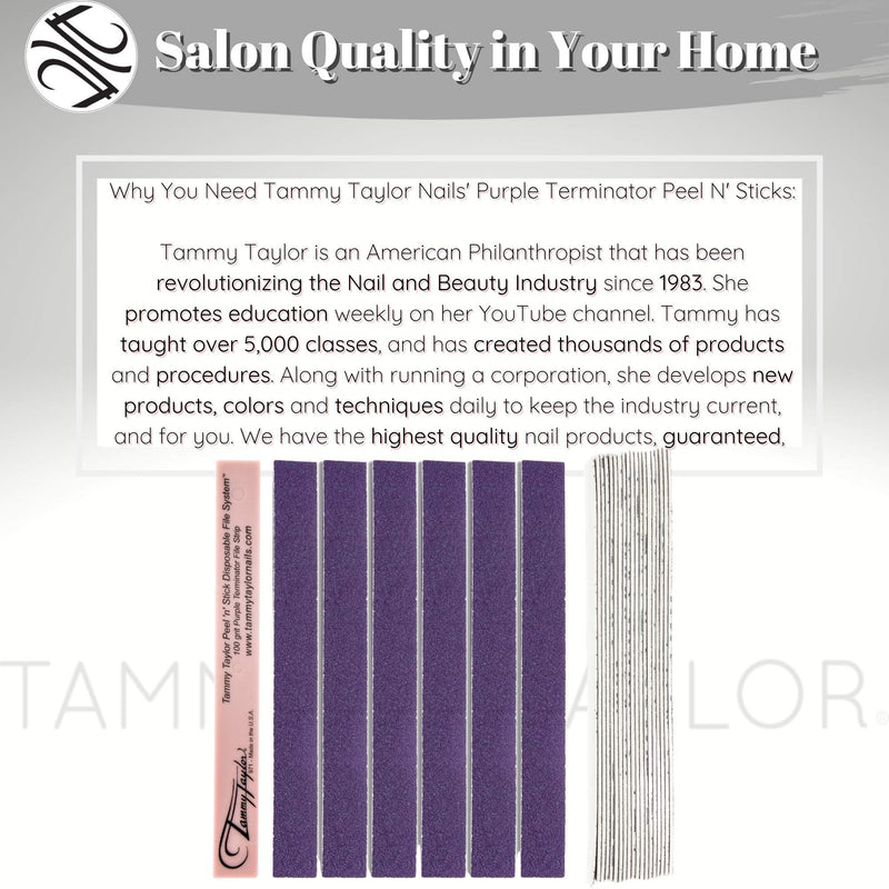 Tammy Taylor Peel N Stick Purple Terminator 100g File | Promote Natural Growth & Feel with Strong, Yet Gentle Abrasion to Shorten and File | Will Not Rip or Tear Fingernails (25 Pcs) - BeesActive Australia
