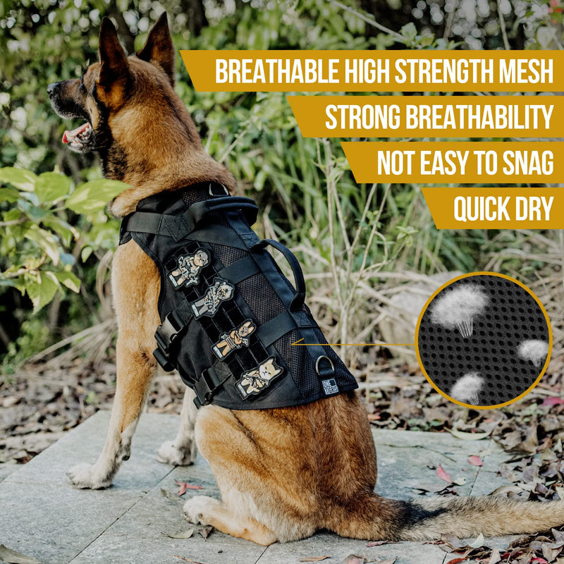 OneTigris No Pull Tactical Dog Harness for Medium Large Dog, Mesh Design Breathable Service Dog Vest with Handle, Military Dog Vest Harness with Molle Panels for Walking Hiking Training Black - BeesActive Australia