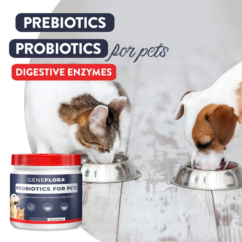 Digestive Enzymes and Probiotic for Pets (Dogs, Cats, Rabbits and More, 125 mg, 120 servings) by Geneflora for Pets Pack of 2 - BeesActive Australia