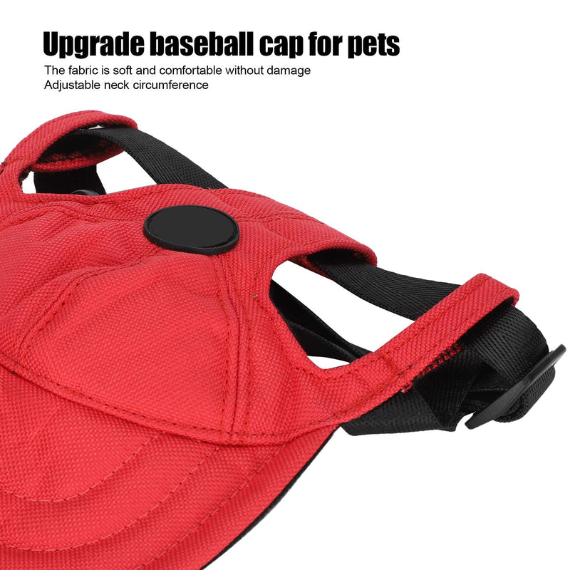 Dog Baseball Cap, Red Pet Baseball Hat Adjustable Outdoor Sunhat Travel Sport Hat with Ear Holes for Puppy Dogs Medium - BeesActive Australia