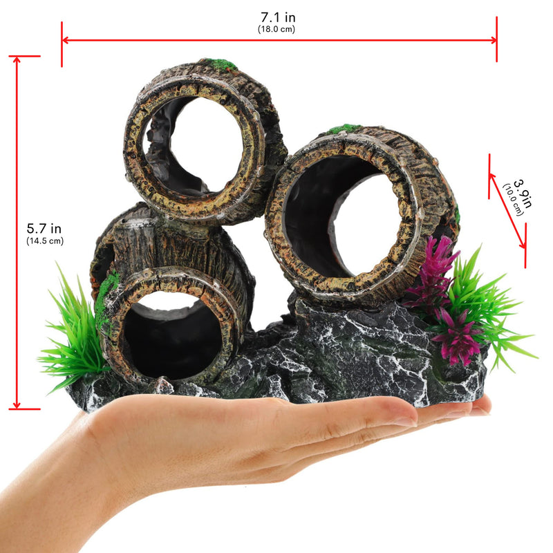 UNEAK - Aquarium Decorations Three Stacked Broken Barrels Fish Tank Decoration Ornament Landscaping Over Rocks Cave Saltwater Freshwater Small & Medium Fish Garden Pond Ornaments Resin - BeesActive Australia