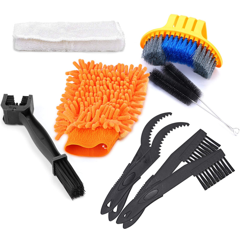 Oumers Bike Cleaning Tools Set (10 Pack), Bicycle Clean Brush Kit Make Mountain, Road, City, Hybrid, BMX and Folding Bike Chain/Crank/Sprcket/Tire Corner Rust Blot Dirt Clean | Durable/Practical - BeesActive Australia