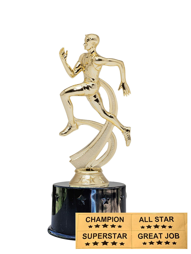 Express Medals Male Boys Track Award Trophy Party Favor Gift Prize Including 4 Gold Color Decals to Custom Personalize The Black Base - BeesActive Australia