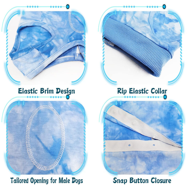 Dog Surgery Recovery Suit, Tie Dye Pet Surgical Suit for Female Dogs, Cone E-Collar Alternatives After Spay Professional Abdominal Wounds Protector, Neuter Dog Anti-Licking Onesie for Small Medium Large Dogs Blue - BeesActive Australia
