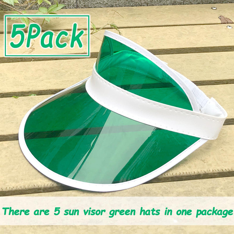 5 Pack Sun Visor Hats Women Clear Colorful Party Outdoor Sports Beach Golf Cap Clear,green - BeesActive Australia