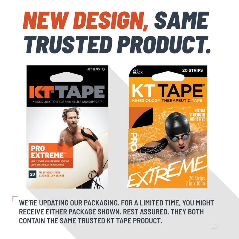 KT Tape, PRO Extreme Synthetic Kinesiology Athletic Tape, Tone Series, 20 Count, 10” Precut Strips, Espresso, 20 Precut Strips Jet Black - BeesActive Australia