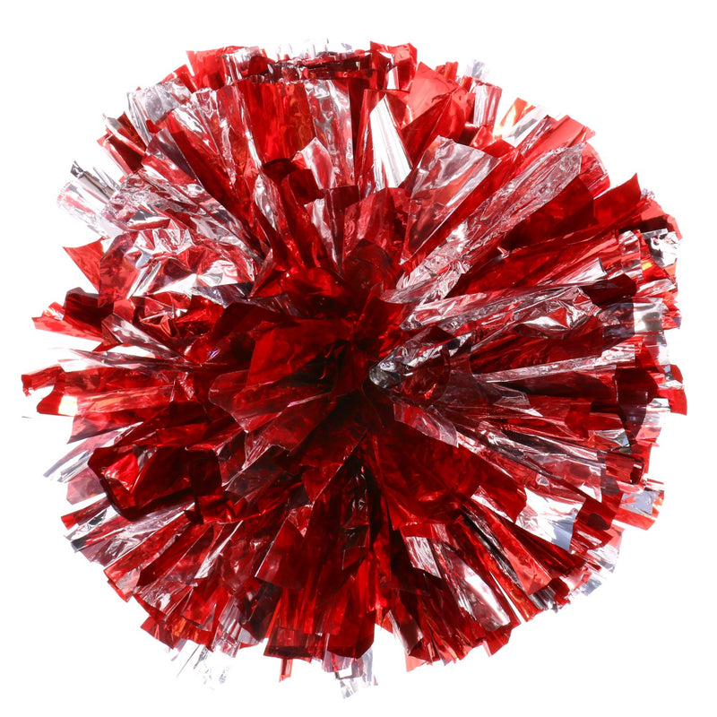 [AUSTRALIA] - Regpre 14 inch Cheerleader pom poms Cheerleading Red Siliver Cheer pom poms Metallic Foil with Ring for Cheering Squad 2 Pack 