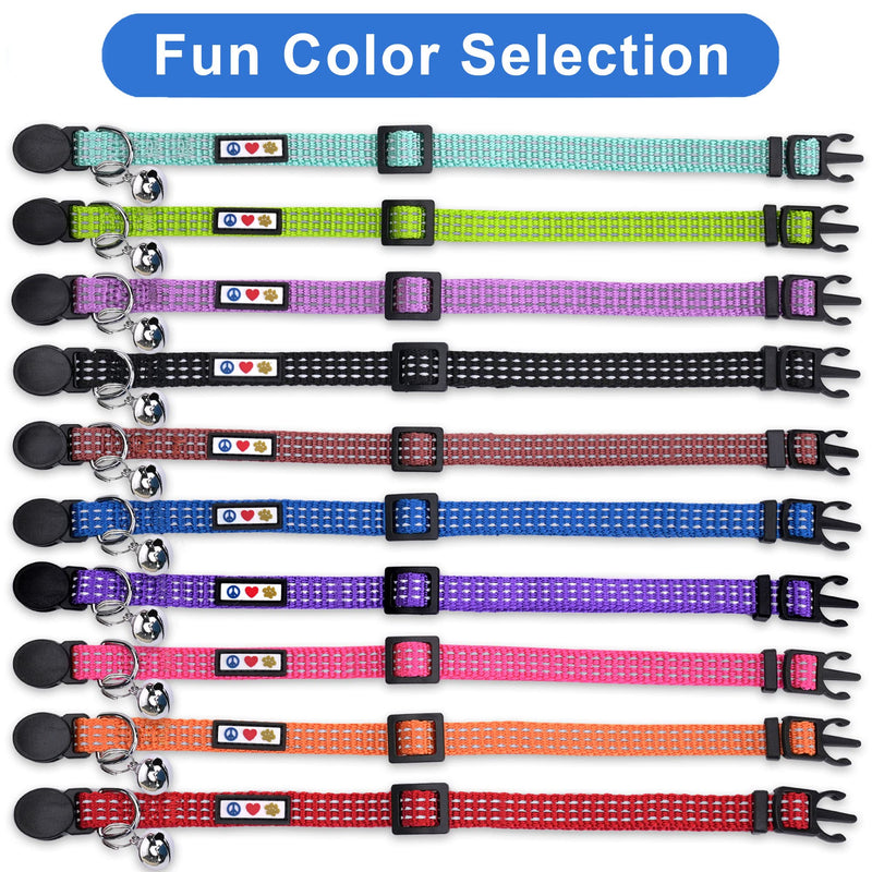 Pawtitas Reflective Cat Collar with Safety Buckle and Removable Bell Cat Collar Kitten Collar Personalized Cat Collar Customizable Name and Phone Number Collar for Cats Reflective Glow Cat Collar Blue - BeesActive Australia