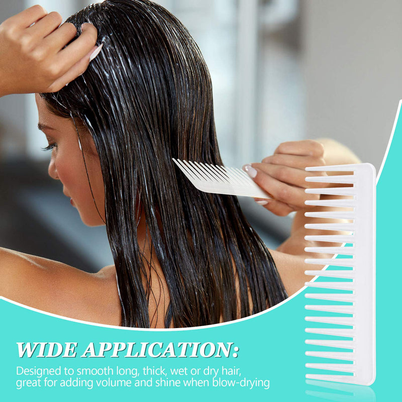 Large Hair Detangling Comb, Wide Tooth for Curly, Wet Dry Hair, No Handle Comb Styling Shampoo Comb (White, Cyan) White, Cyan - BeesActive Australia