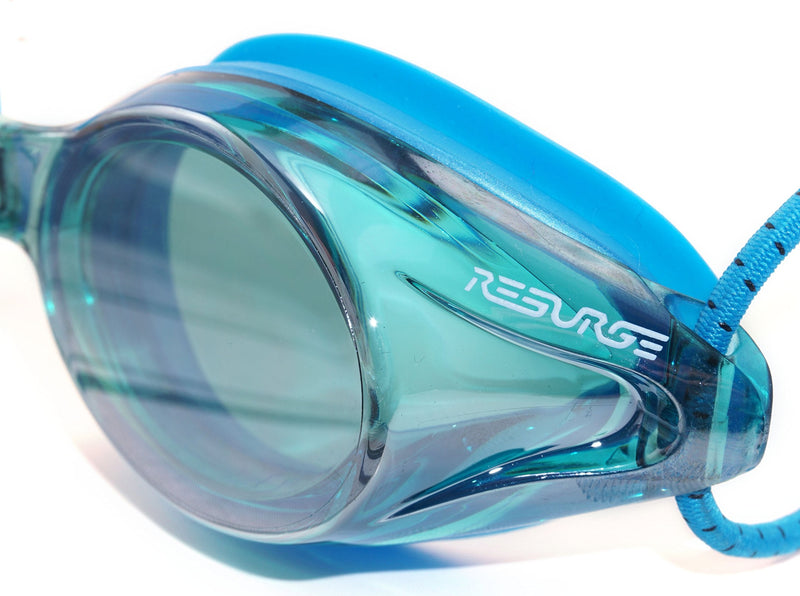 Resurge Sports Anti Fog Racing Swimming Goggles with Quick Adjust Bungee Strap Blue Mirrored - BeesActive Australia
