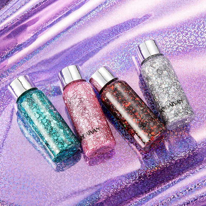 GL-Turelifes Mermaid Sequins Chunky Glitter Liquid Eyeshadow Glitter Body Gel Festival Glitter Cosmetic Face Hair Nails Makeup Long Lasting Sparkling 30g (09# White) 09# White - BeesActive Australia