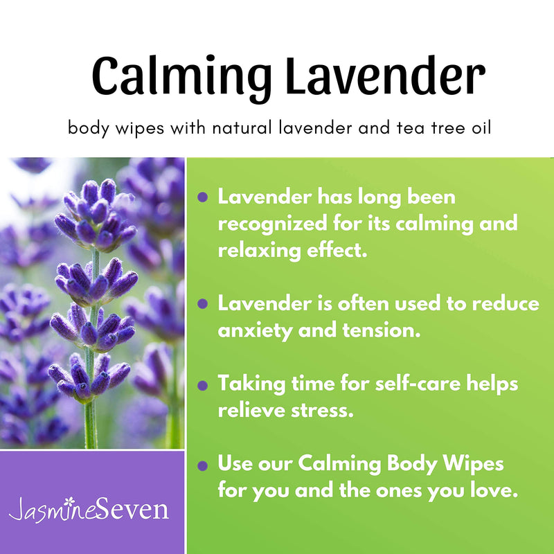 Calming Body Wipes – Natural Lavender and Tea Tree – by Jasmine Seven for Home and Spa – reduce stress with self-care for Adults and Kids - BeesActive Australia
