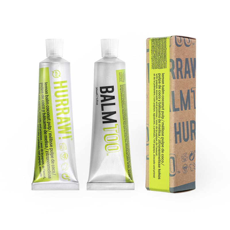 Hurraw! Lemon Balm Coconut Pulp Balmtoo: A Squeezable True Balm. Certified Vegan & Cruelty Free. Natural, Organic, Non-GMO. Absorbs fast. Anywhere application: face, fingers, neck, toes. 30ml/1fl oz - BeesActive Australia