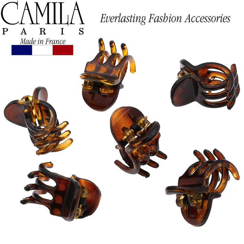 Camila Paris CP2374 French Hair Clip for Women, Set of 6 Extra Small Tortoise Shell Girls Hair Claw Clip Fashion Styling Hair Accessories for Women, Ladies Strong Hold Grip Clamp, Made in France Tortoise Shell 1" - BeesActive Australia