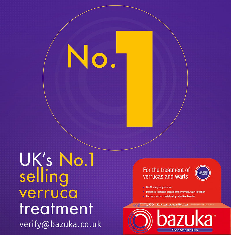 Bazuka Treatment Gel For Effective, Pain-Free Treatment and Removal of Verrucas and Warts. With Emery Board, 6g - BeesActive Australia