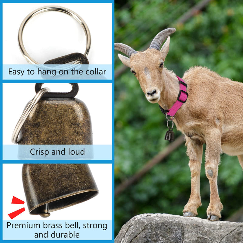 GINDOOR Goat Collars with Bell, 3 Pack Adjustable Sheep Collars with Quick Release Buckle Anti-Loss Bell, Durable Nylon pet Collar for Small Farm Goat Cow Horse Sheep - BeesActive Australia