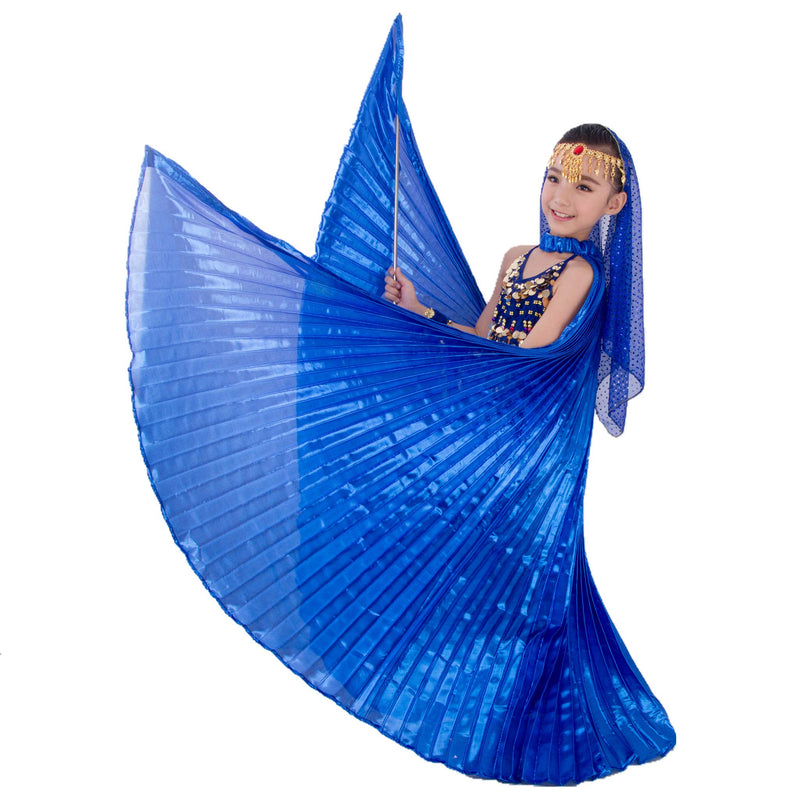 [AUSTRALIA] - MUNAFIE Halloween Costumes Belly Dance Isis Wings for Children Kids (Wings with Sitck and Bag, Royal Blue) 