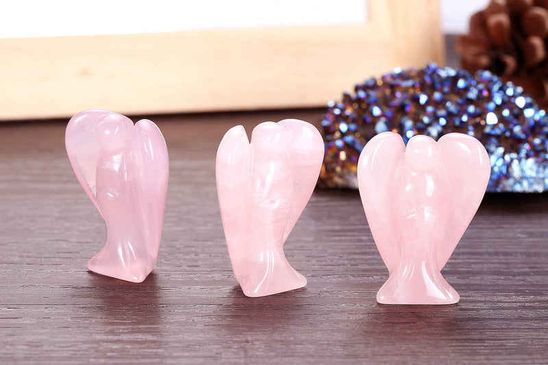 CrystalTears Natural Rose Quartz Crystal Pocket Guardian Angel, 1.5" Reiki Healing Crystal Gifts for Christmas - BeesActive Australia