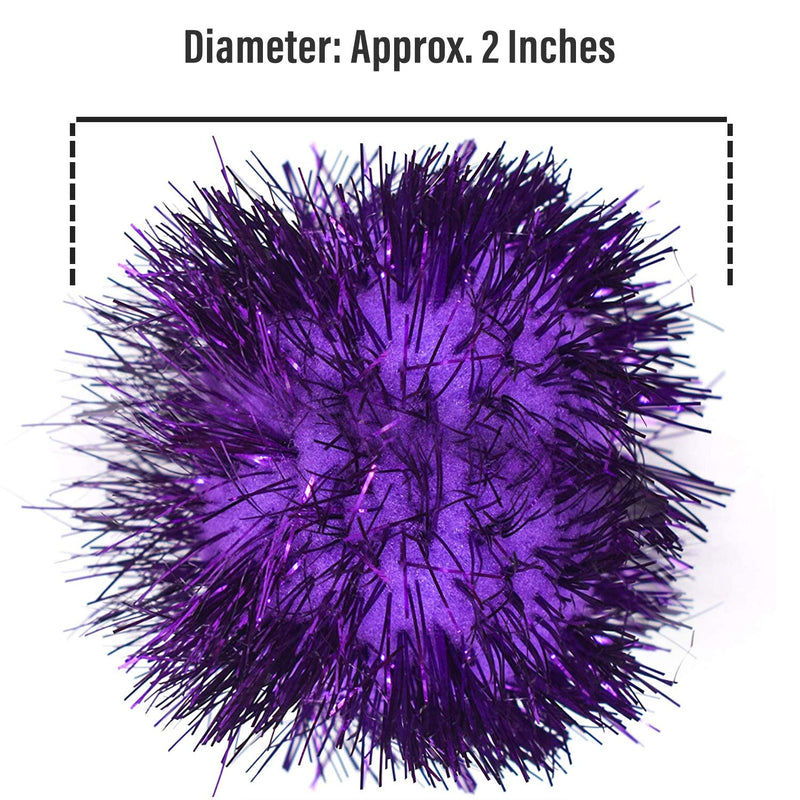 AUEAR, 2 Inch Sparkle Ball Shiny Tinsel Pom Poms Interactive Balls Cat for Kittens 12 Pack 4 Colors - BeesActive Australia