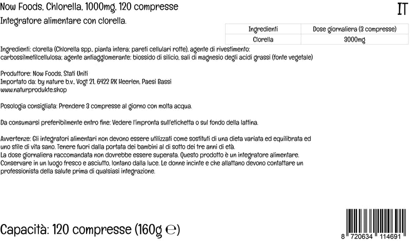 Now Foods, Chlorella, 1.000mg, with Broken Cell Walls, 120 Vegan Tablets, Lab-Tested, Soy Free, Gluten Free, Vegetarian, Non-GMO - BeesActive Australia