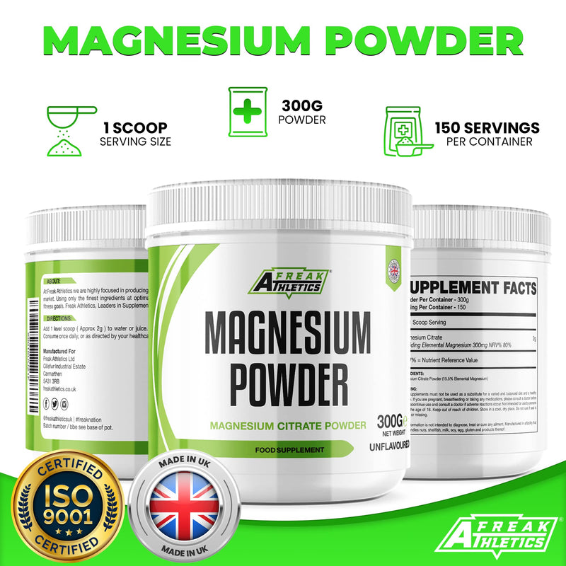 Magnesium Powder 300g - Premium Fully Reacted Magnesium Citrate Powder Suitable for Men & Women UK Made - BeesActive Australia
