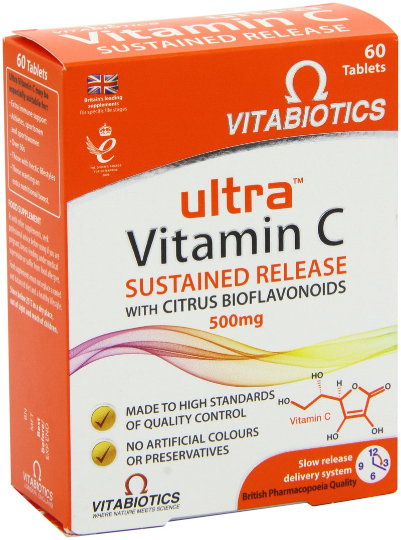 Vitabiotics Ultra Vitamin C Tablets (Ascorbic Acid) Sustained Release with Bioflavonoids - 60 Tablets - BeesActive Australia