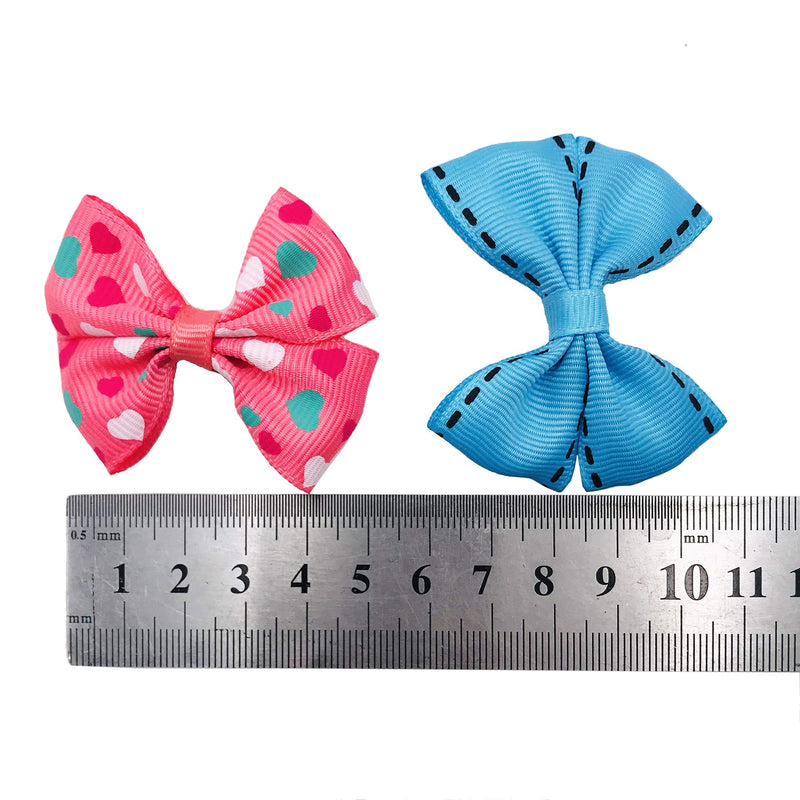 PET SHOW 20pairs Big Bowknot Dogs Hair Bow Clips with French Barrette Clip for Small Medium Large Dogs Puppies Cats Topknot Grooming Hair Accessories - BeesActive Australia