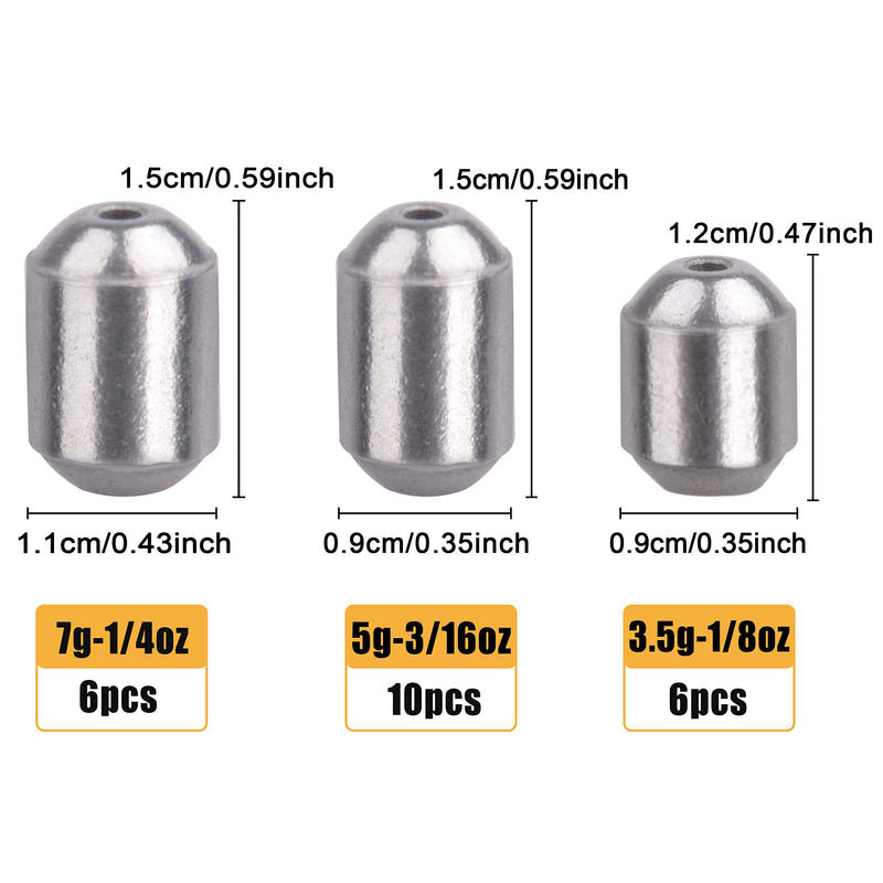 OROOTL Fishing Sinkers Iron Weights Set - 22pcs Egg Oval Shaped Fishing Weight Assortment Bass Casting Tool Fishing Terminal Tackle with Box - BeesActive Australia
