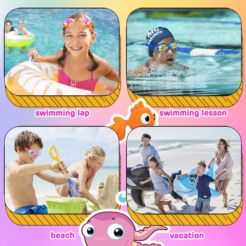 Vvinca Swimming Goggles 2 Pack Swim Goggles with 3 Nose Piece, Anti-Fog Anti-UV Silicone Pool Goggles Adult Women Men Youth C-2 Packs Mirrored Pink & Purple - BeesActive Australia