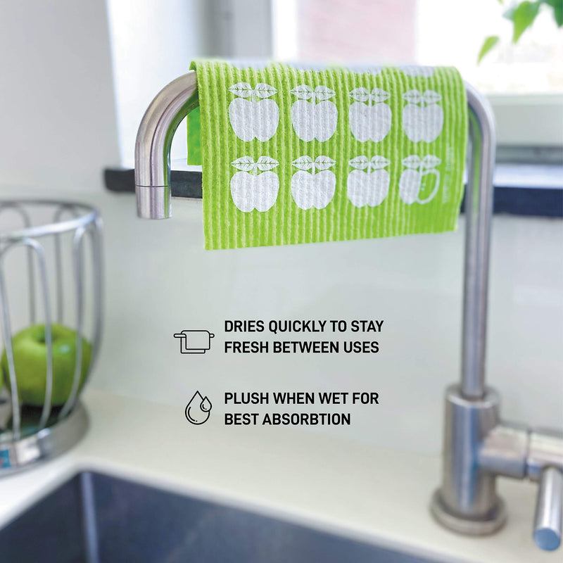 Nordhus Design Swedish Dishcloths - Original Reusable Swedish Dishcloths Replace Paper Towels, Sponges and Dish Rags - Eco Friendly, Biodegradable, Absorbent and Quick Drying Cellulose Cloths Fruits & Florals - BeesActive Australia