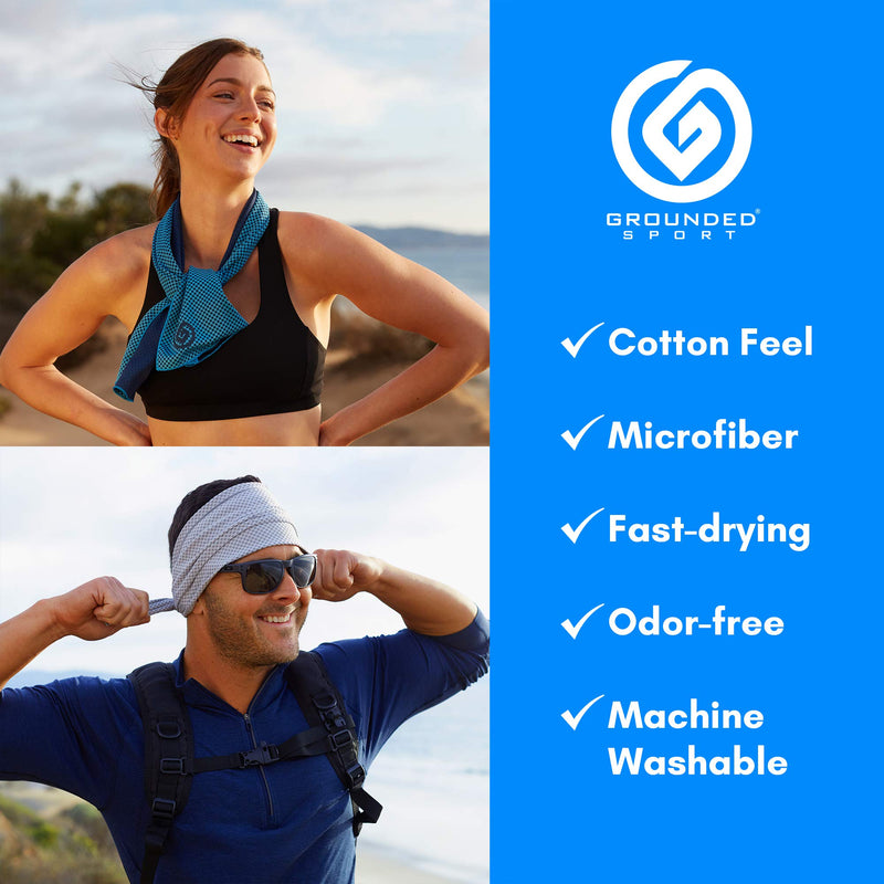 Cooling Towels 3 Pack - Lightweight Microfiber Towel for Gym, Workout, Sport & Sweat - Quick Dry Towel for Body, Neck & Face During Work, Travel, Camping, Swimming, Beach, Hot Weather for Men & Women Two Tone Blue - BeesActive Australia