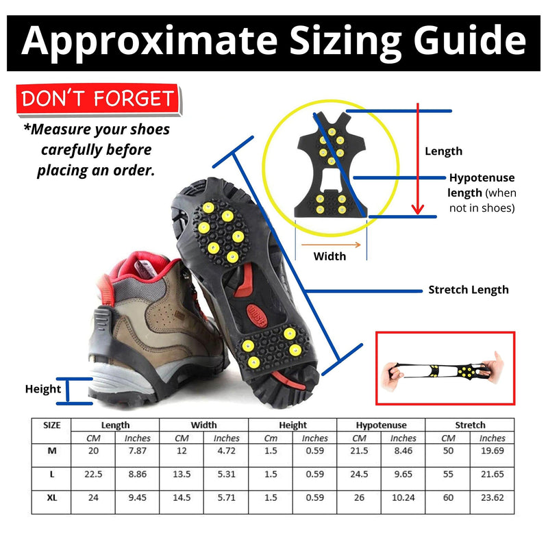 Limm Crampons Ice Traction Cleats - Lightweight Traction Cleats for Walking on Snow & Ice - Anti Slip Shoe Grips Quickly & Easily Over Footwear - Portable Ice Grippers for Shoes & Boots Standard Crampons XLarge - BeesActive Australia
