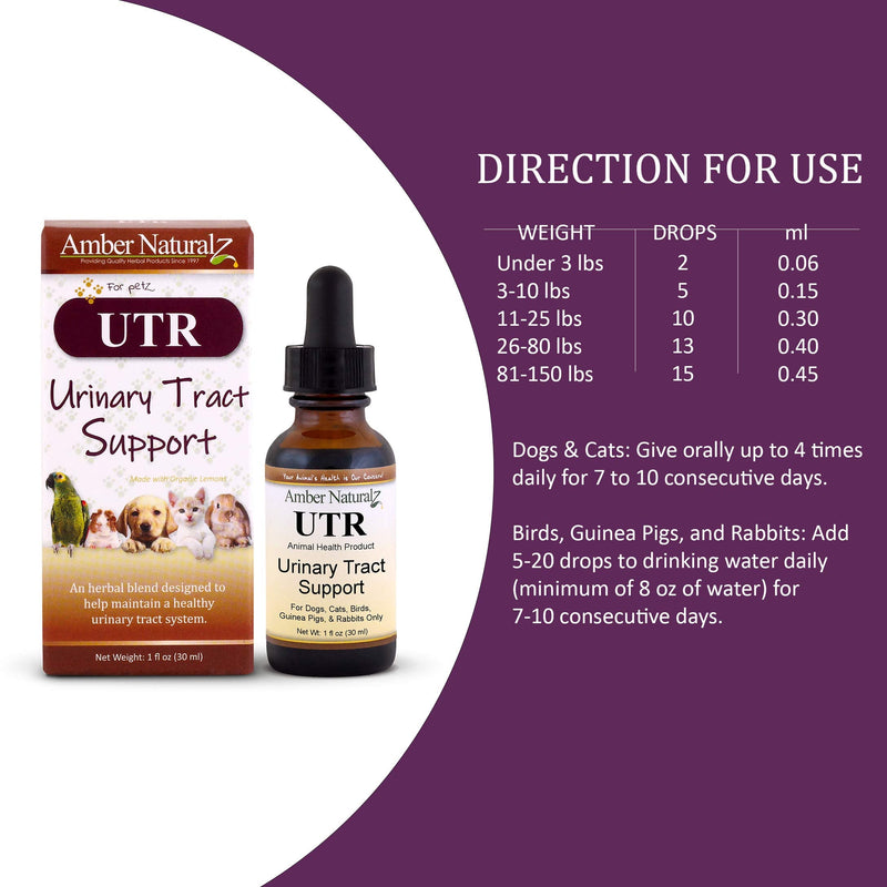 Amber NaturalZ - UTR - Urinary Tract Support - for Petz - 1 Ounce - BeesActive Australia