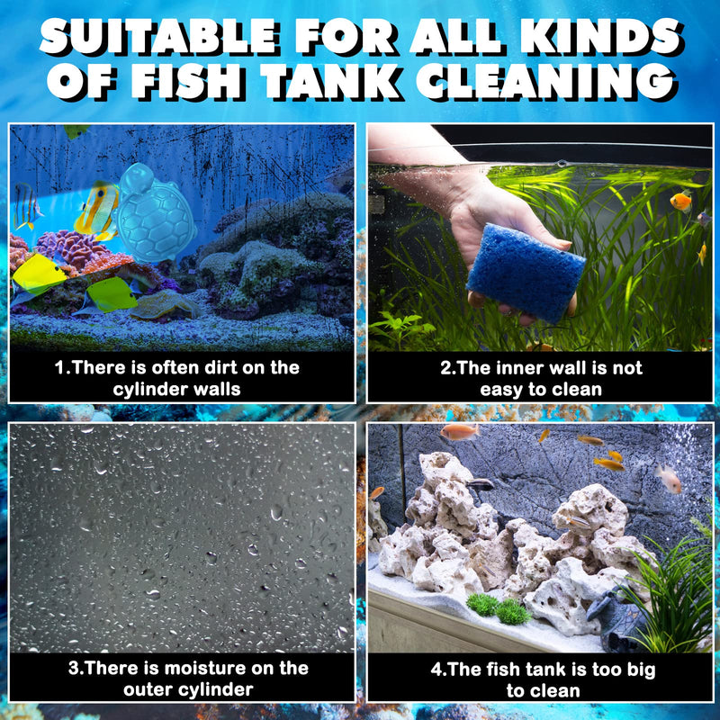 2 Pcs Algae Cleaning Scrapers Aquarium Tank Glass Brush Small Aquarium Magnet Cleaner Fish Tank Algae Cleaner Magnetic Aquarium Glass Cleaner for Fish Tank Cleaning Tortoise Blue, Coffee Black - BeesActive Australia