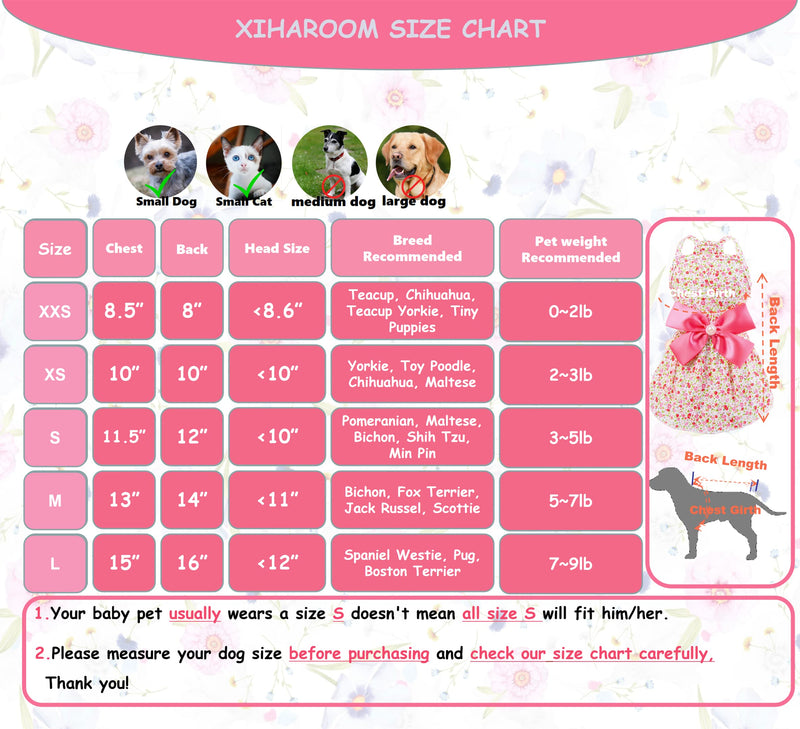 MSNFOASM 2pcs-New Spring Summer Puppy Dog Dress,Cute Colored Sun Flower Dog Bow Skirt for Small Girl Dogs XXS/(Chest 10",Back 8") RoseRed+Pink - BeesActive Australia