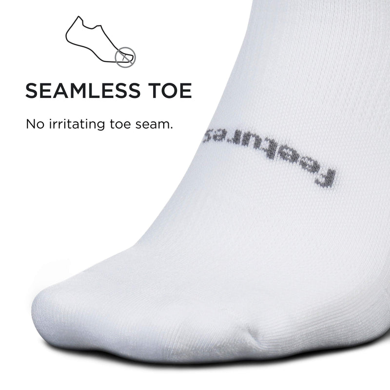 Feetures! Men's High Performance Cushion Quarter, White, large - BeesActive Australia