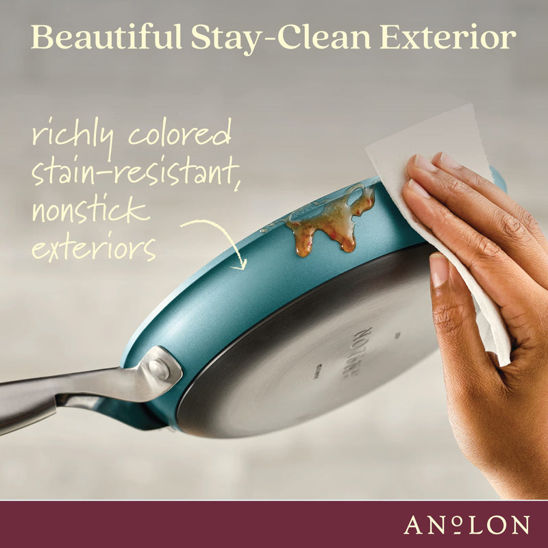 Anolon Achieve Hard Anodized Nonstick Frying Pan/Skillet, 8.25 Inch, Teal Skillet (8.25-Inch) - BeesActive Australia