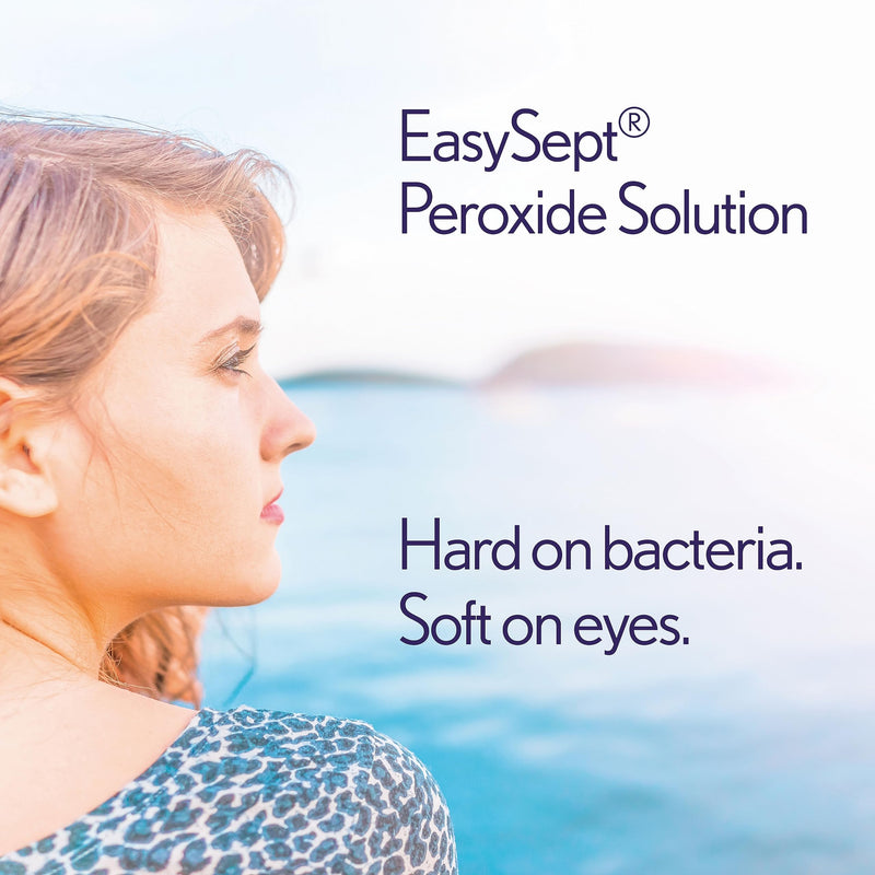EasySept Peroxide Solution, 360ml - Contact Lens Solution with a simple One Step System for Disinfection of Soft Contact Lenses, Lens Case with Neutralising Disc Included, Suitable for Sensitive Eyes Single - BeesActive Australia