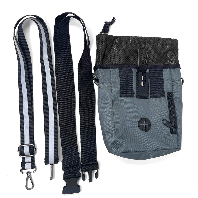 Jalousie Dog Training Pouch with Training Clicker and Water Bowl - 5 Ways to Wear - Carry Toys, Treats for Positive Reinforcement - Built-in Poop Bag Dispenser Grey - BeesActive Australia
