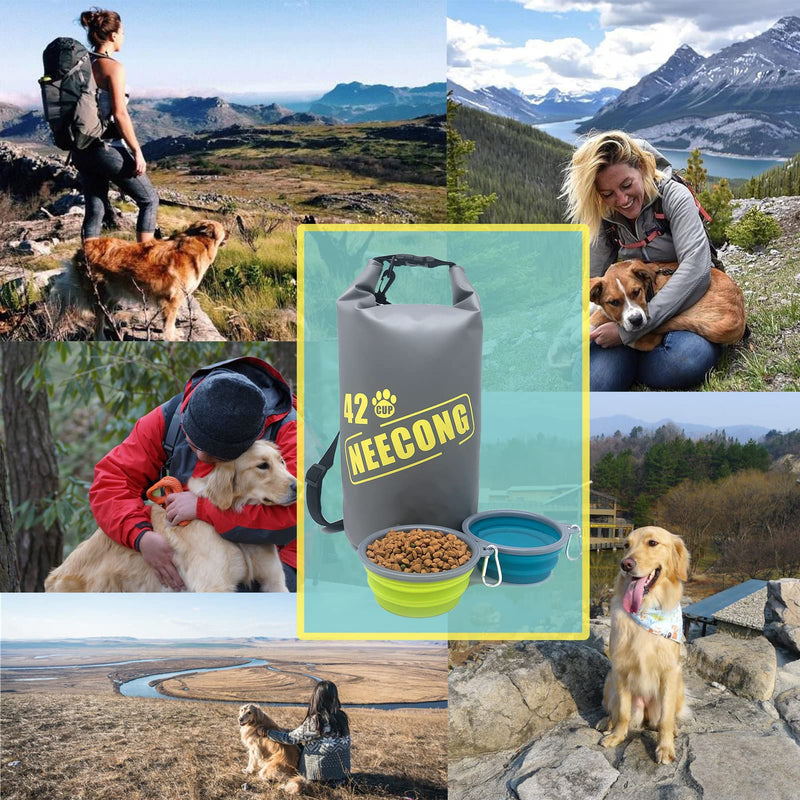 NEECONG Dog Food Travel Bag with Collapsible Dog Travel Bowls, 42 Cup Dog Food Storage System for Camping, Travel and Everyday-10L Dog Food Dry Bag - BeesActive Australia