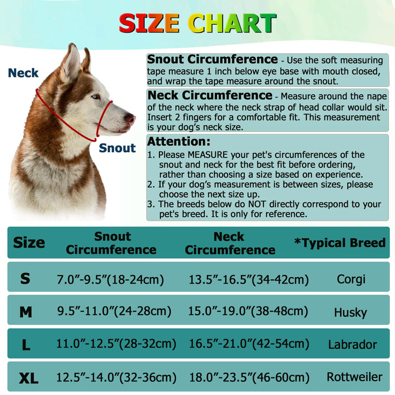 Dog Head Collar, No Pull Rainbow Head Halter for Heavy Pullers, Effective Padded Head Harness Stops Pulling on Leash for Walking Small Medium Large Dogs L Fantasy Rainbow - BeesActive Australia