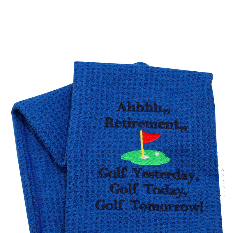 LEVLO Ahhhh Retirement Golf Yesterday Golf Today Golf Tomorrow Embroidered Golf Towel with Clip Golf Gift for Men/Women Ahhhh Retirement - BeesActive Australia