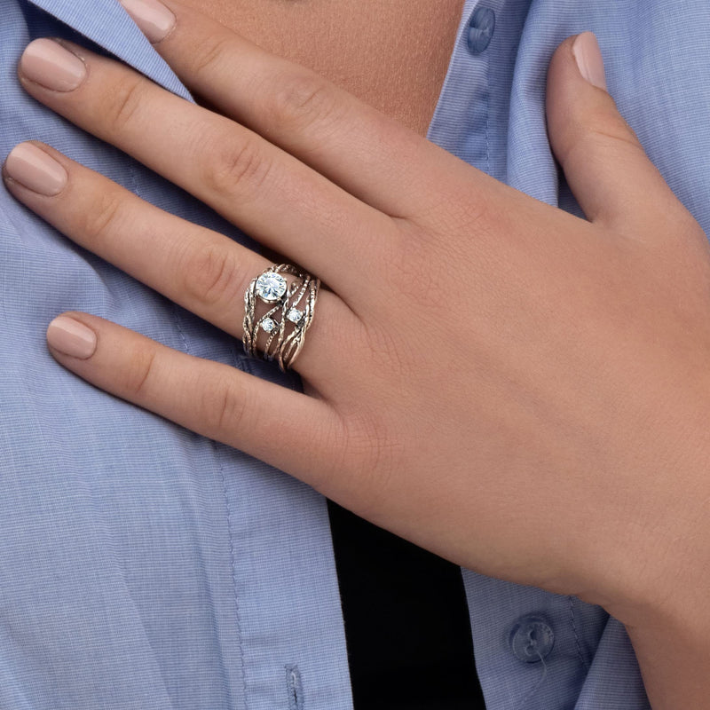 JEAN RACHEL JEWELRY 925 Sterling Silver Ring With a White Round Clear Cubic Zirconia CZ Prong, Hypoallergenic, Nickel and Lead-free, Artisan Handcrafted Designer Collection, Made in Israel 9 - BeesActive Australia