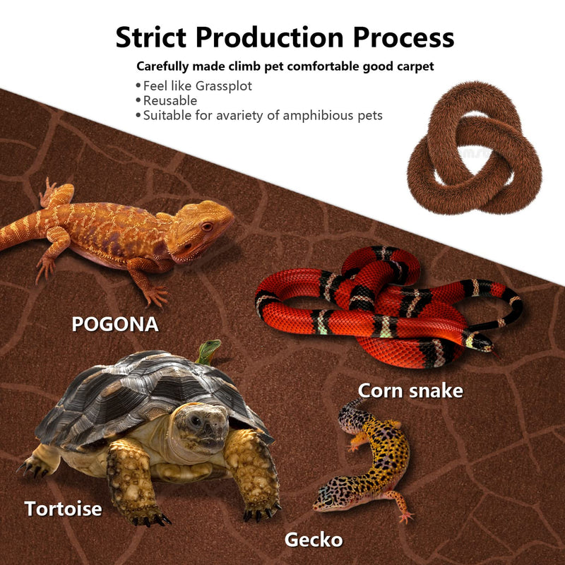 REP BUDDY 2 Pack Reptile Carpet Desert Reptile Mat & Reversible Substrate, Terrarium Liner Bedding, for Lizard,Chameleon,Gecko,Snake,Ceratophrys with Tweezers Feeding Tong 40 Gallon(36x18in) - BeesActive Australia